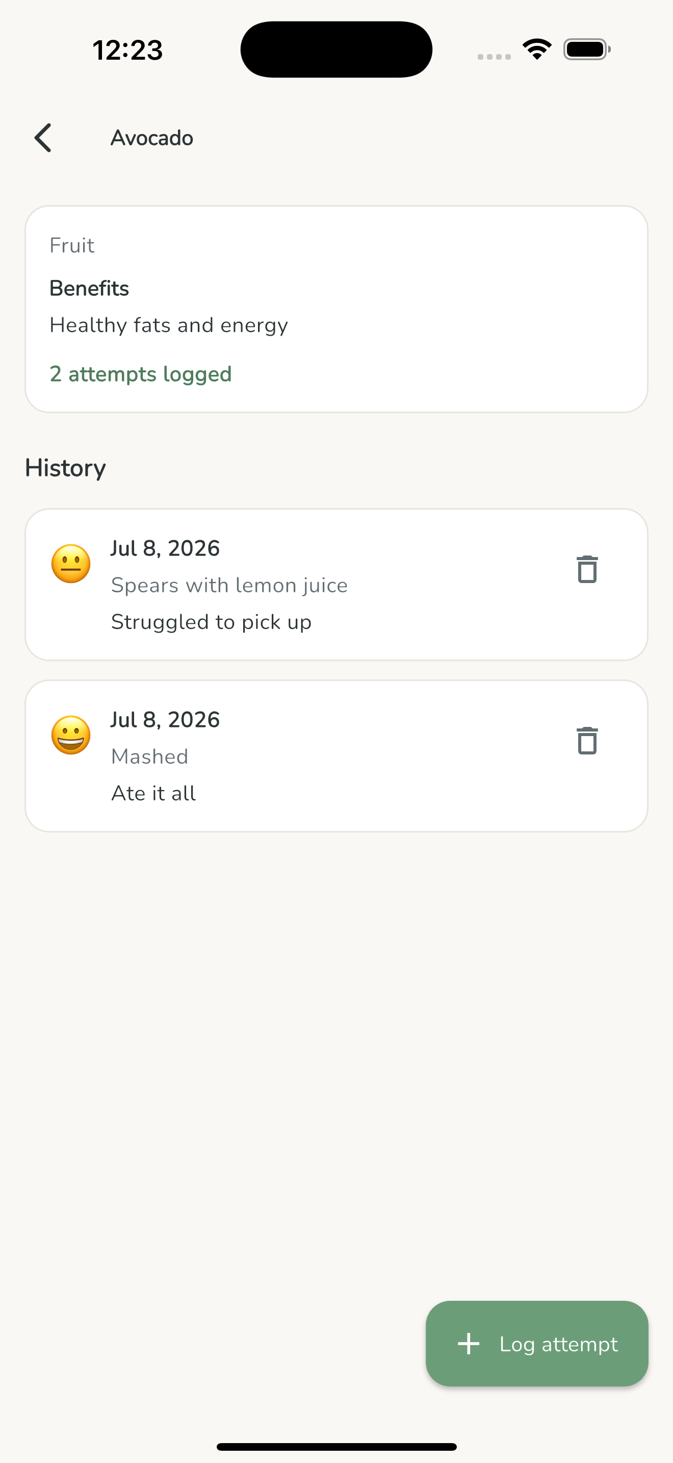 50 First Foods meal planner phone screenshot 4