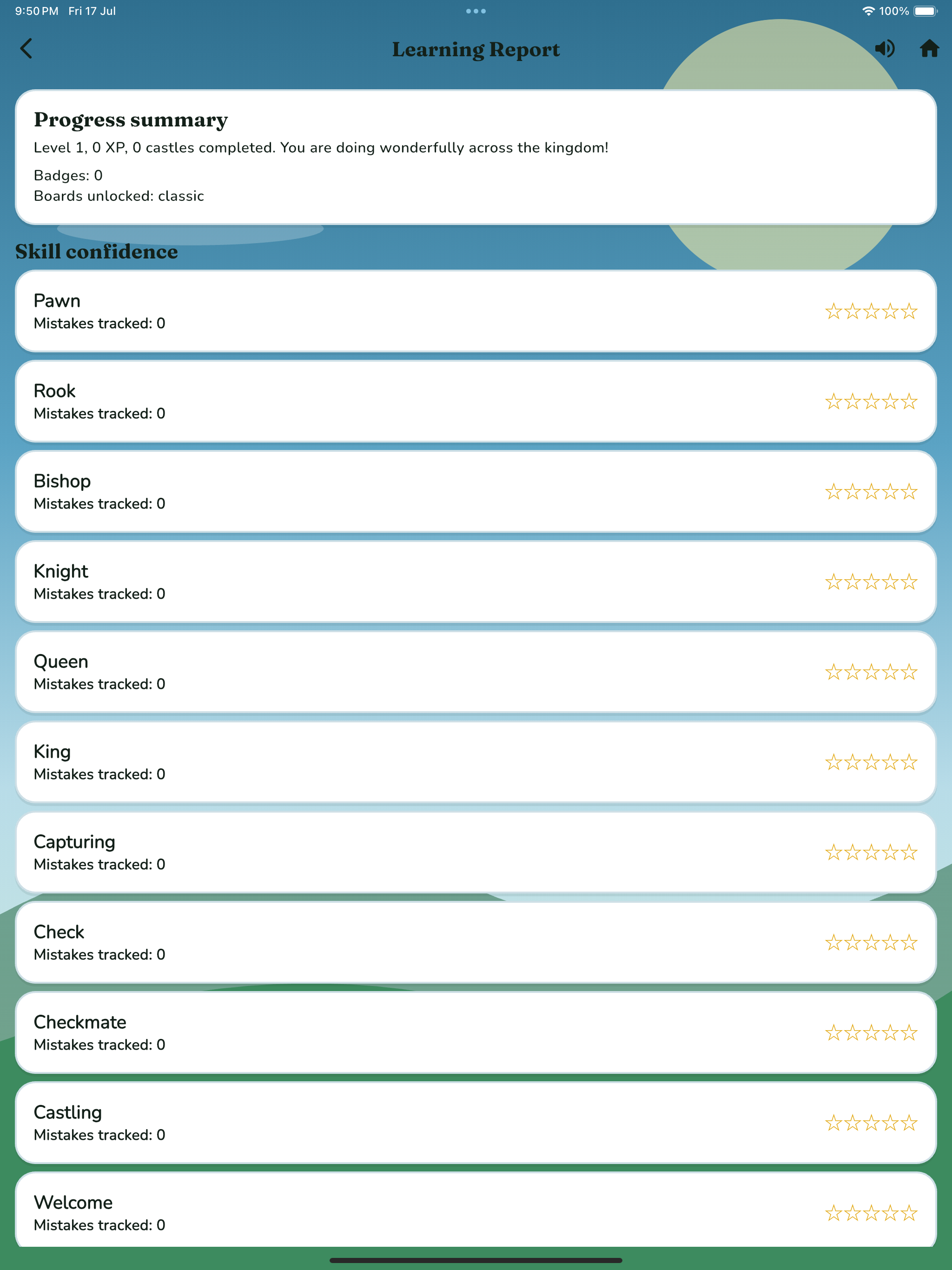 Castle Adventure Chess iPad parent report screenshot 5