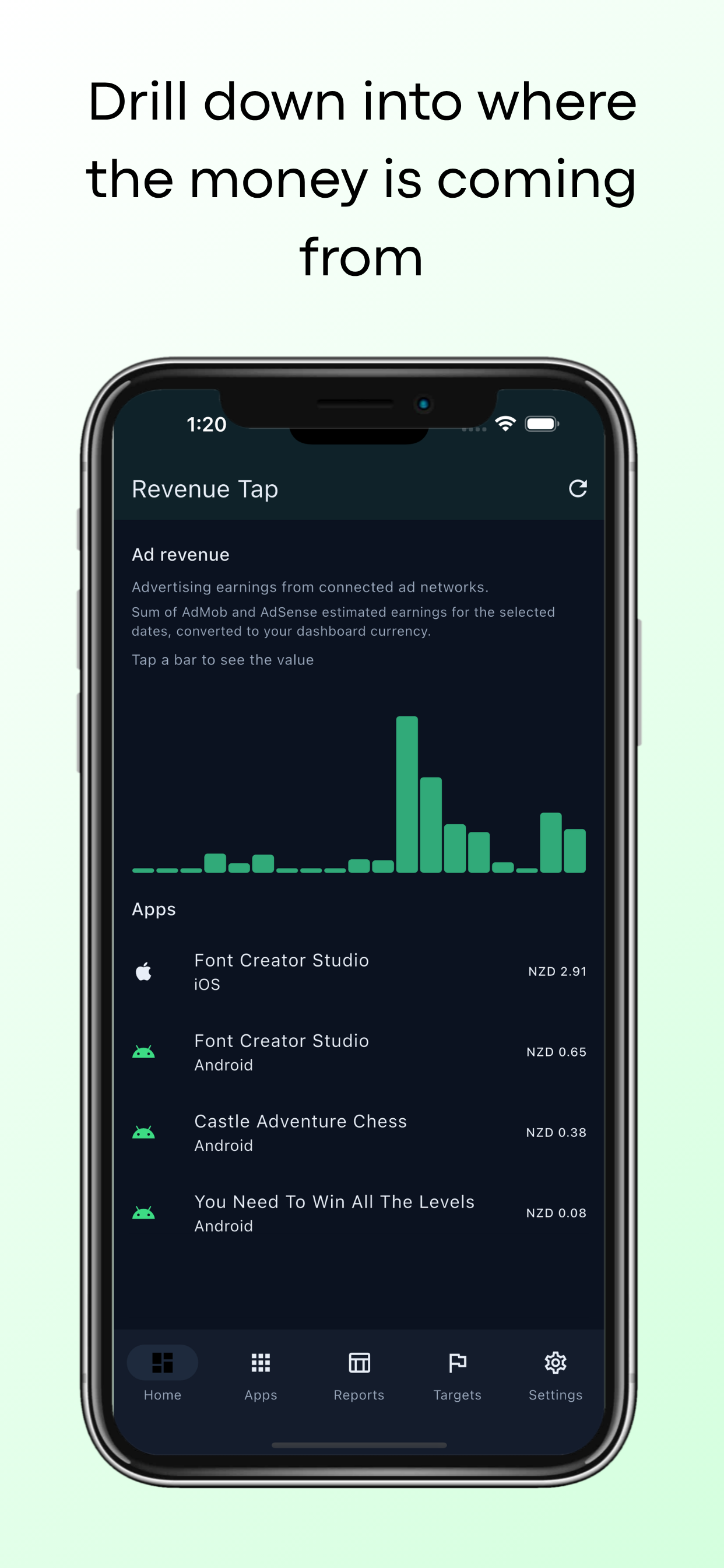 Revenue Tap publisher analytics phone screenshot 2
